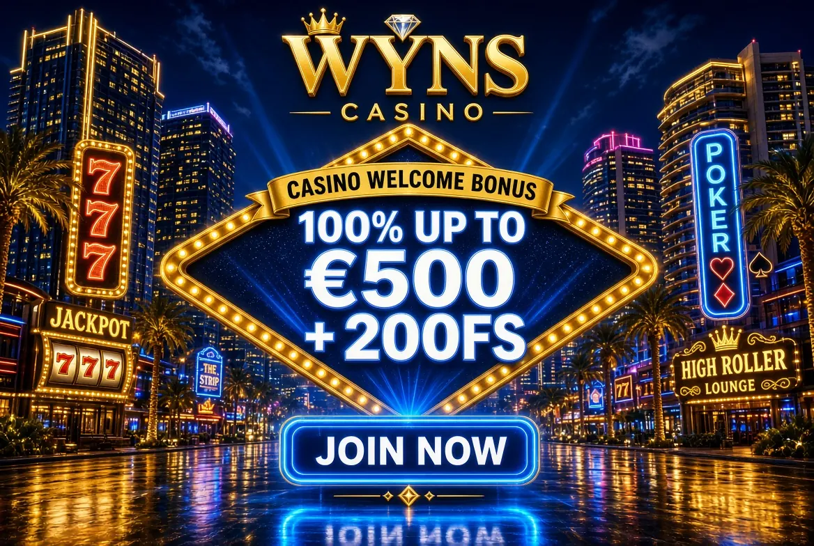 Wyns Casino : bonus de bienvenue 100% jusqu'à 500 € + 200 tours gratuits